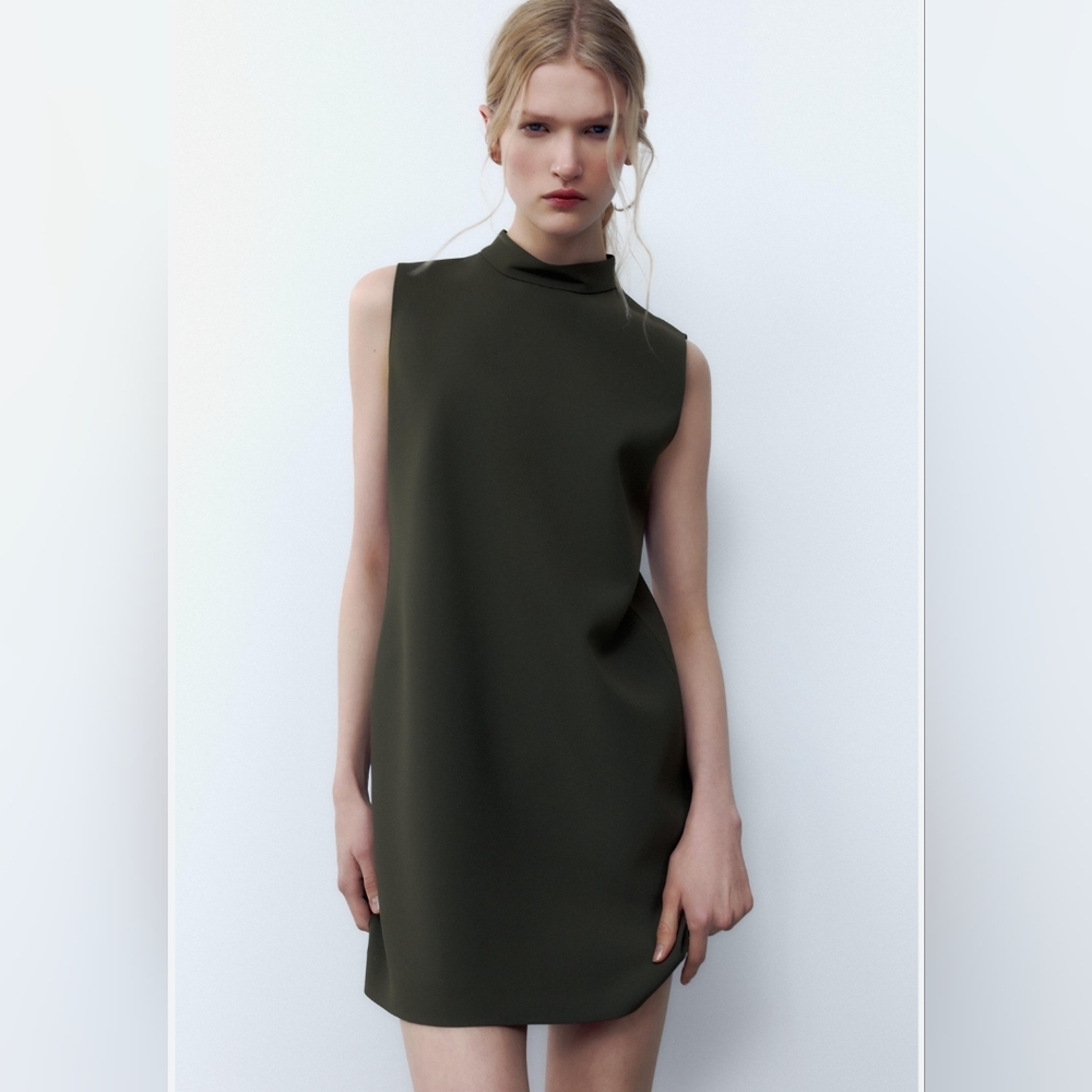 Zara Olive Green Sleeveless Mini Dress